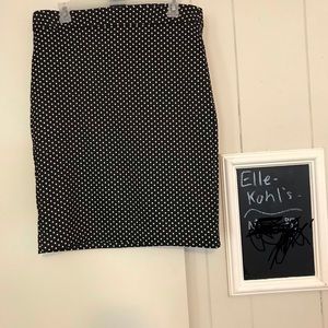 Black and white polka dot pencil skirt